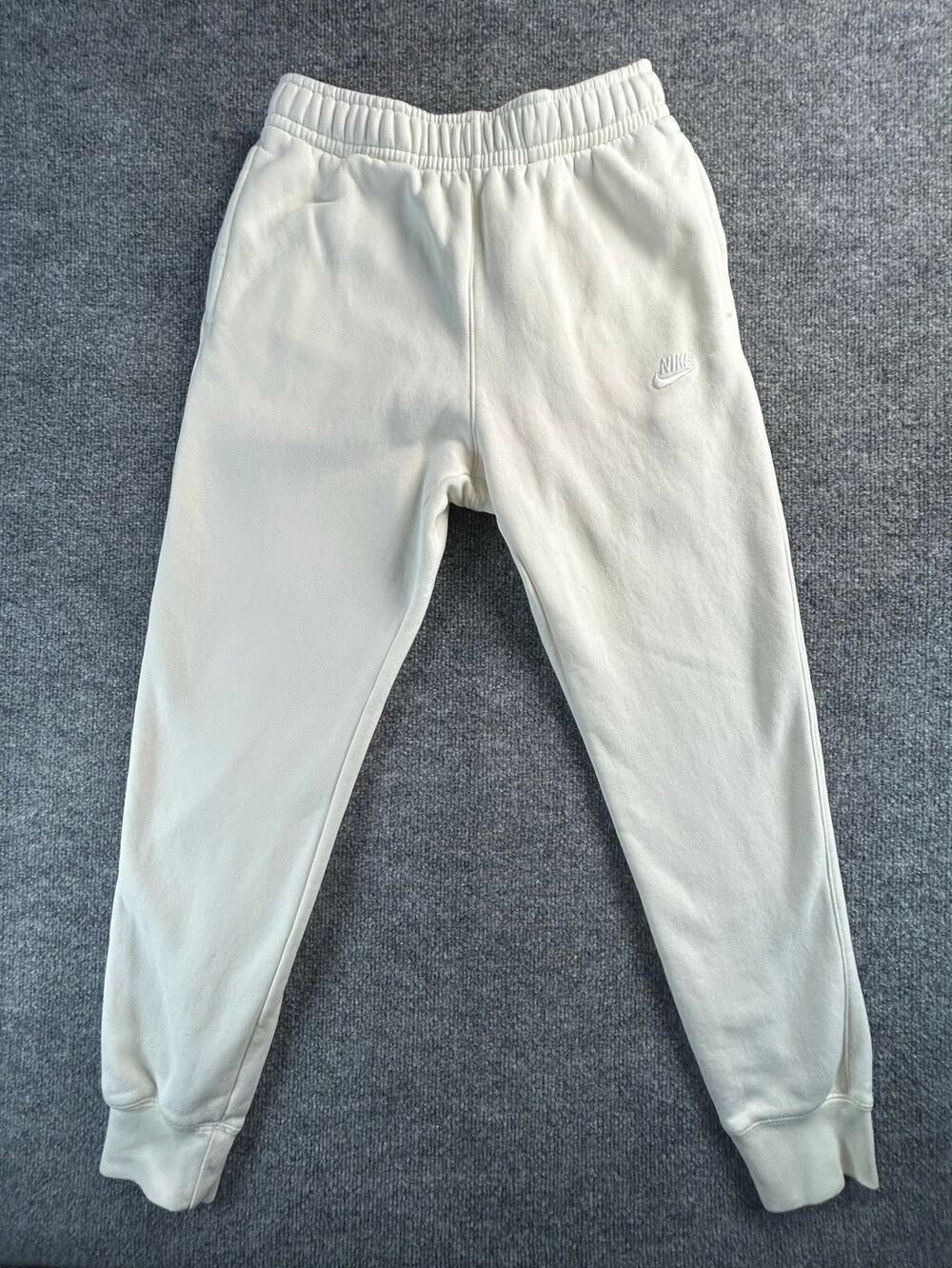 Nike Club Fleece Joggers Men's Small Sail Cream Embroidered Logo Pants